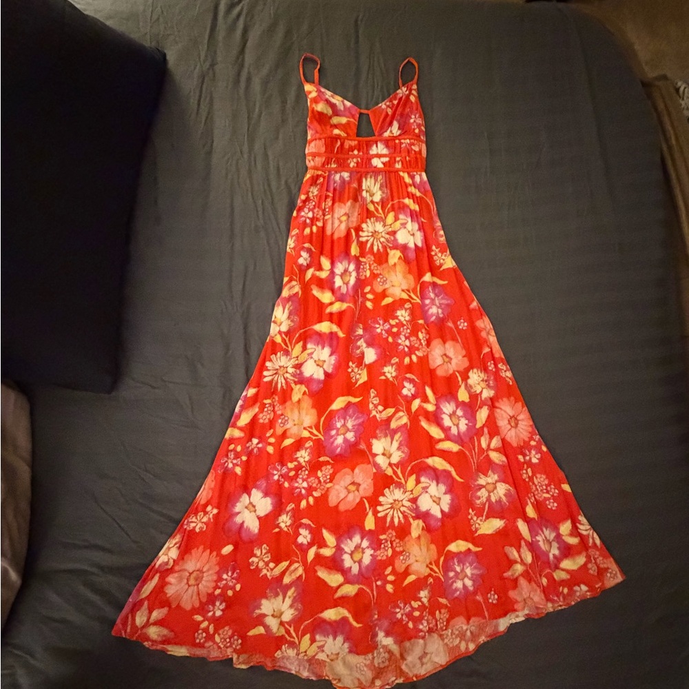Free People Maxi Cutout Open Back Floral Dress Size XS